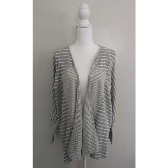 Lane Bryant Gray Striped Open Front Cardigan - Picture 1 of 9